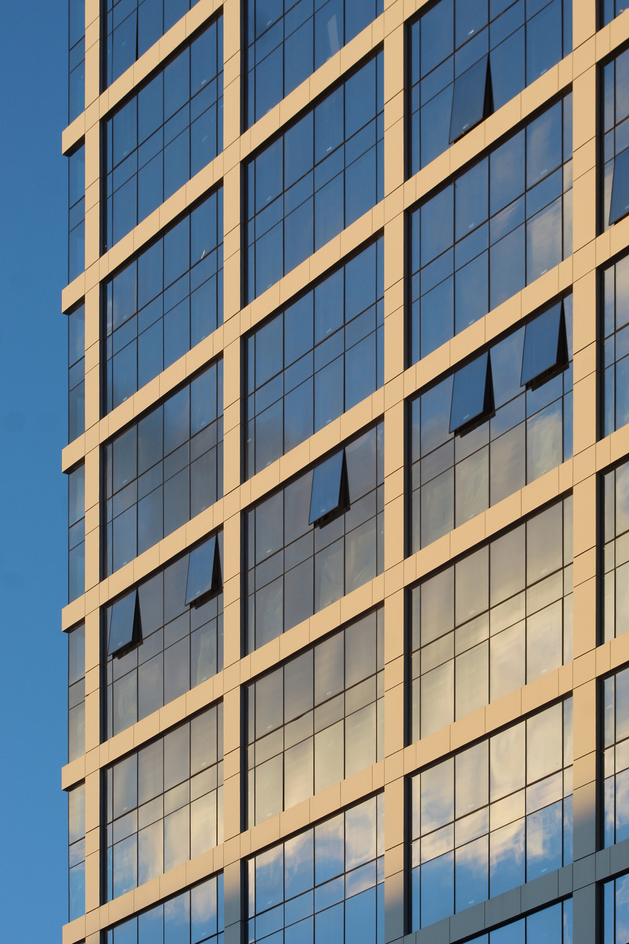 Closeup of the glass fiber reinforced panels on the exterior of the façade at 601 W 29th St.